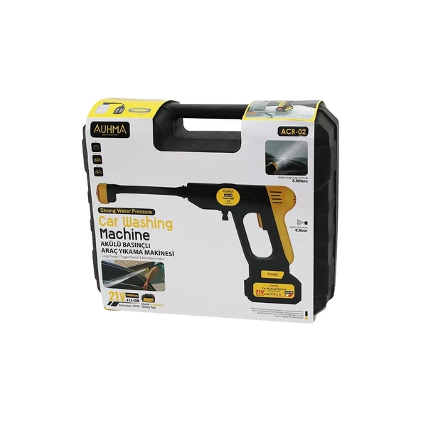 OTO - ARAÇ YIKAMA MAKİNESİ ŞARJLI - YEDEK BATARYALI 180W - 19000 RPM -13000 mAh - 21V -5MT HORTUM- 0.8bar ACR-02 (5365) ürün görseli