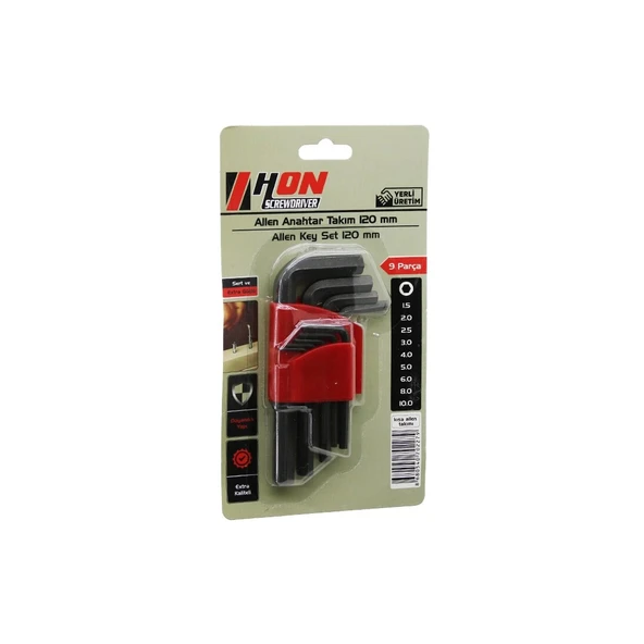 9PCS SİYAH KISA - DÜZ 120MM ALYAN ALLEN ANAHTAR TAKIMI BRKT-702279 (5365) ürün görseli