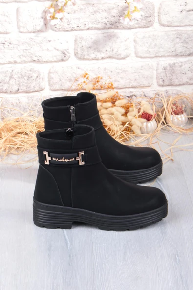 Fort 1187 Rahat Sıcak Astar Kaymaz Taban Fermuarlı Kadın Bot - Resim 5