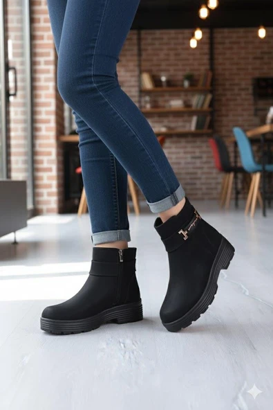 Fort 1187 Rahat Sıcak Astar Kaymaz Taban Fermuarlı Kadın Bot ürün görseli