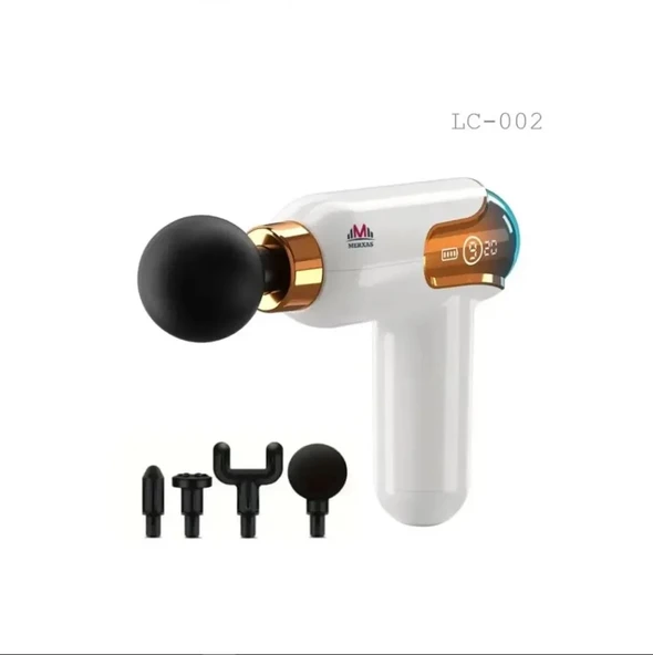 Yeni Nesil Darbeli Titreşimli Şarjlı Sporcu Masaj Tabancası 4 Başlıklı LC-002 (5365) - Resim 2