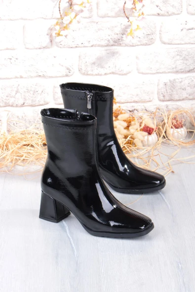 Fort 1194 Uraz Rugan Rahat 6 Cm Kalın Topuk Yüksekliği Kut Burun Kadın Bot - Resim 4