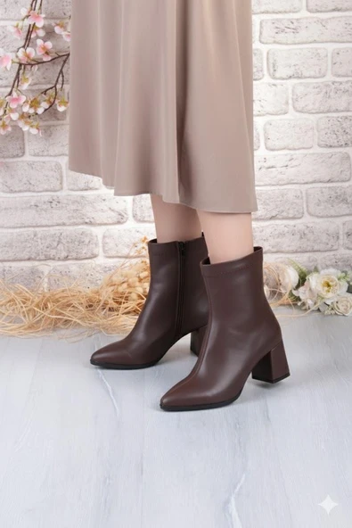 Fort 1193 Uraz Rahat 6 Cm Kalın Topuk Yüksekliği Sivri Burun Kadın Bot - Resim 8