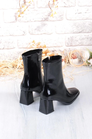 Fort 1194 Uraz Rugan Rahat 6 Cm Kalın Topuk Yüksekliği Kut Burun Kadın Bot - Resim 7