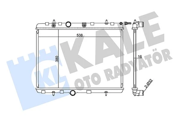 KALE 350745 RADYATÖR C-ELYSEE-C3-C4-C5 I-P207-P208-P301-P307-P308-P407-P3008-P5008-RCZ 09> MT 380x538x16 96858526-9685852680-1330J7 1330P9-96455874-9645587480 ürün görseli 1
