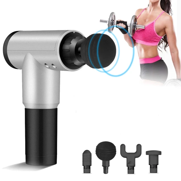 Sporcu Masaj Aleti 4 Başlıklı Şarjlı Titreşimli Yoğurmalı (5365) ürün görseli