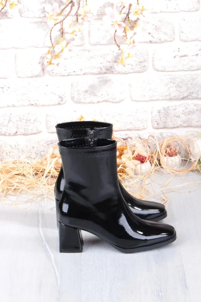 Fort 1194 Uraz Rugan Rahat 6 Cm Kalın Topuk Yüksekliği Kut Burun Kadın Bot - Resim 5