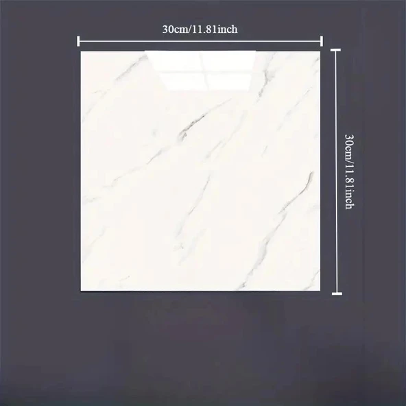 Beyaz Mermer Desenli Alüminyum Plastik Duvar Sticker (30*30) ürün görseli 1