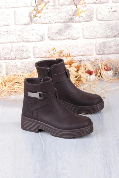 Fort 1186 Rahat Sıcak Astar Kaymaz Taban Fermuarlı Kadın Bot - Resim 11