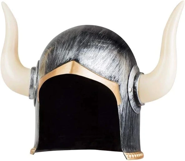 Mega Boynuzlu Viking Ivar Kaskı Eskitilmiş Desen Gümüş Renk (5365) - Resim 2