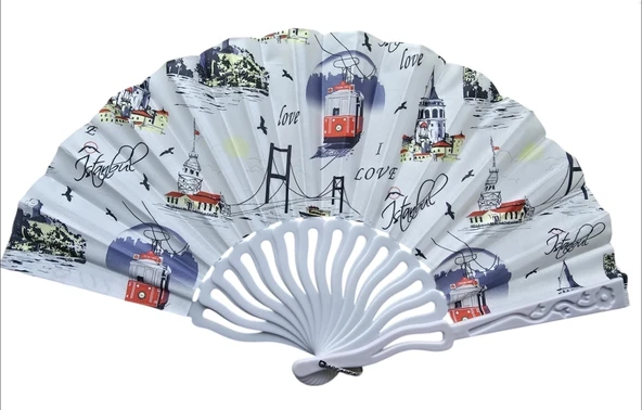 Plastik Kumaş Yelpaze 12'li İstanbul ürün görseli 1