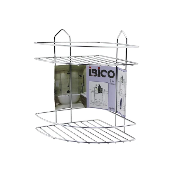 2 KATLI - ÜÇGEN   KROM   METAL  BANYO KÖŞELİK - DUŞKABİN RAF (5365) - Resim 2