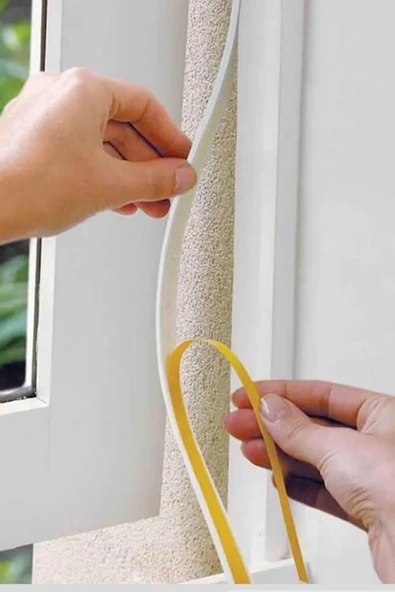 5 Adet 9 Metre Pencere Izolasyon Bandı Yapışkanlı Cam Yalıtım Süngeri Rüzgar Soğuk Kesici Pimapen Fitili - Resim 2