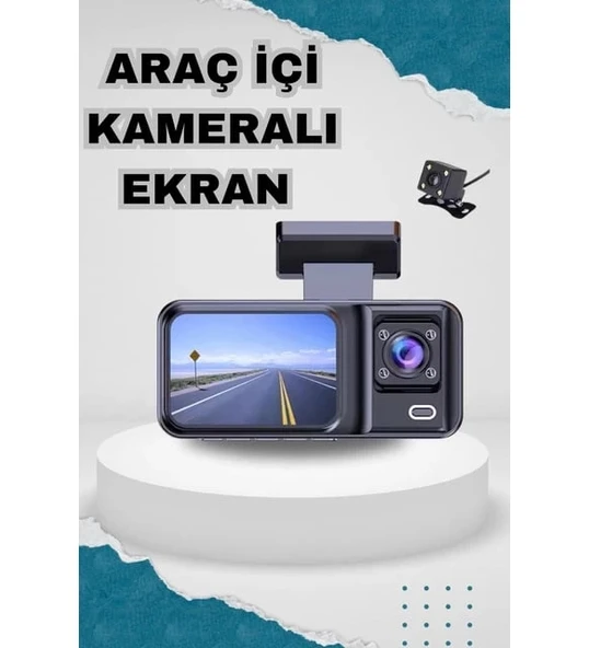 Araç Kamerası - 3 Kameralı Wifi Ön , İç Ve Arka Full Hd Dvr Araç İçi Ekranlı Kamera - 5