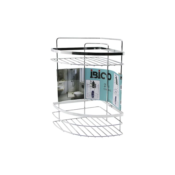 LAMALI   2 KATLI - ÜÇGEN   KROM   METAL  BANYO KÖŞELİK - DUŞKABİN RAF (5365) ürün görseli