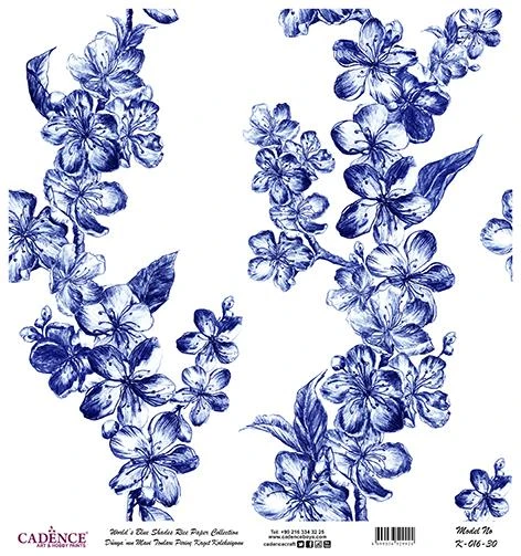 Dünyanın Mavi Tonları Pirinç Dekopaj Kağıdı - K-016 ürün görseli