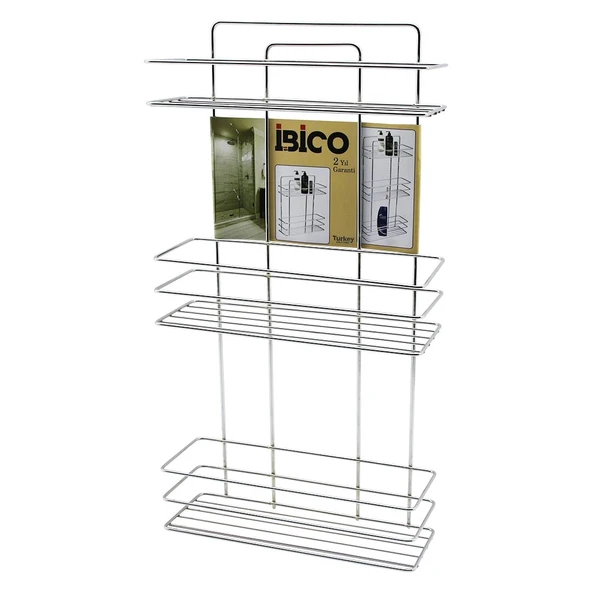 3 KATLI - DİKDÖRTGEN   KROM   METAL  BANYO KÖŞELİK - DUŞKABİN RAF - ŞAMPUANLIK (5365) ürün görseli 1