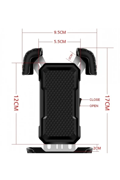 360° Derece Ayarlanabilen Gidon Bağlantılı Bisiklet Motosiklet İçin Abs 4-7.8″ İnç Telefon Tutucu - Resim 7