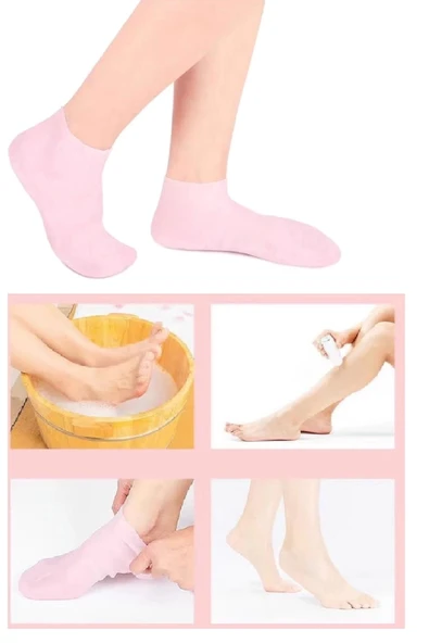 1 Çift Silikon Jel Topuk Nemlendirici Çorap Ayak Bakımı Çatlama Koruyucu Krem Çorabı - 5