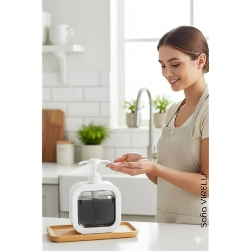 Pompalı Dispenser Sabunluk – Şeffaf Gövde, Modern Tasarım | Sıvı Sabun, Şampuan, Losyon İçin ürün görseli