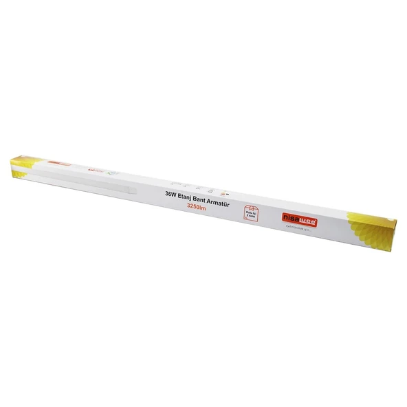 NİSALUCE EAMP-082/1 2PCS 36W - 120CM LED ETANJ BANT ARMATÜR LAMBA AMPUL BEYAZ - 6500K 3250LÜMEN MONTAJ AYAR KANALLI (536 ürün görseli