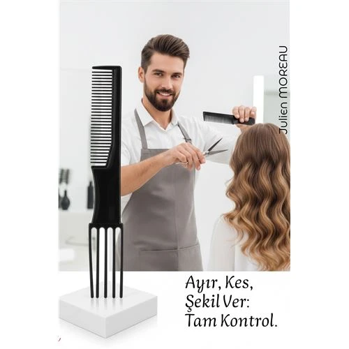 Bayan Kuaförü Saç Kesim Tarağı - Profesyonel Kuaför Saç Kesim Tarağı | Krepe, Ayırma ve Şekillendirme Tarağı ürün görseli