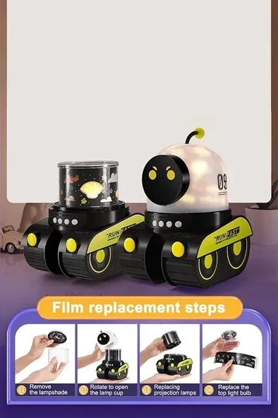 Robot Projeksiyon Gece Lambası Hoparlörlü Şarjlı Yıldızlı Gökyüzü Temalı Led Projeksiyon Lambası - Resim 6