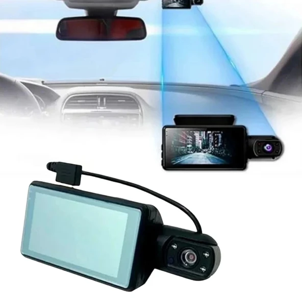 Araç İçi & Dışı Çift Lensli WiFi Kamera – 1080P HD,Gece Görüşlü, G-Sensörlü DVR Dashcam (5365) - 2