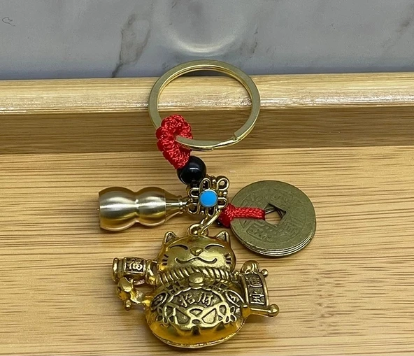 Metal Şans Ve Bereket Kedisi Anahtarlık Alk4467 ürün görseli 1