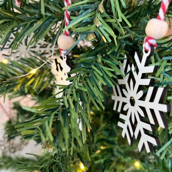 Ahşap Yılbaşı Ağaç Süsü-BY15 (5365) - Resim 2