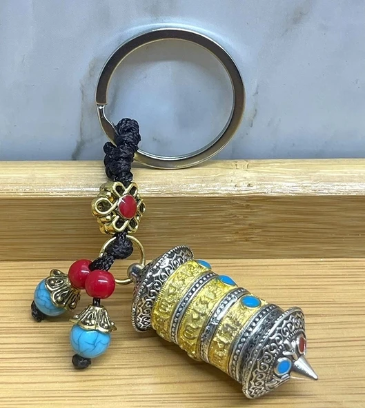 Metal Tibet Dua Çarkı Anahtarlık Alk4462 ürün görseli 1