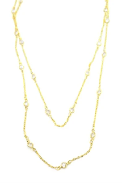 Taşlı Kolye - Altın - Resim 2