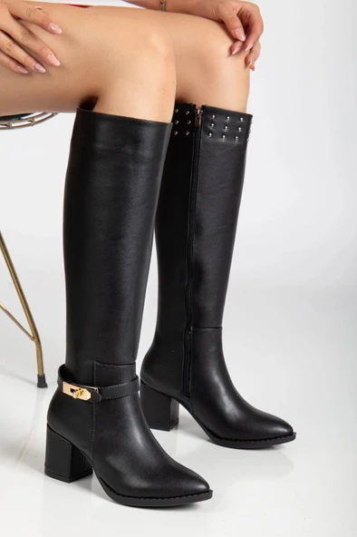 Jeoli Siyah Cilt Topuklu Çizme ürün görseli