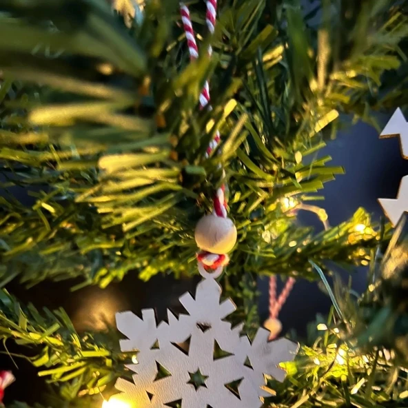 Ahşap Yılbaşı Ağaç Süsü-BY15 (5365) - Resim 4