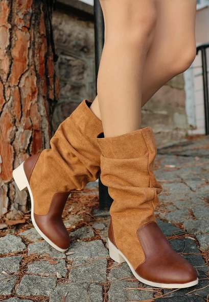 Jolin Taba Cilt Süet Detaylı Çizme - Resim 2