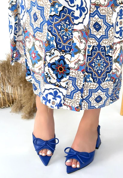 Lotta Mavi Cilt Topuklu Ayakkabı - Resim 2