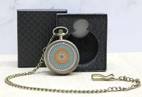 Özel Kutulu Mandala Deseni Köstekli Saat Alk4678 ürün görseli 1