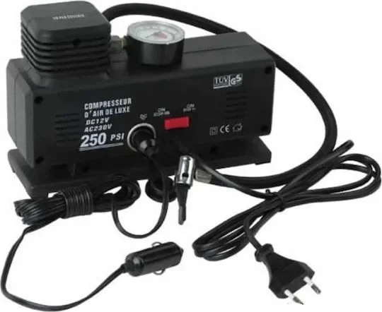220 Volt-12 Volt 250 Psi Kompresör Lastik Hava Şişirme Oto Pompası Fişli Ve Çakmaklı Yage-843 (5365) - Resim 3