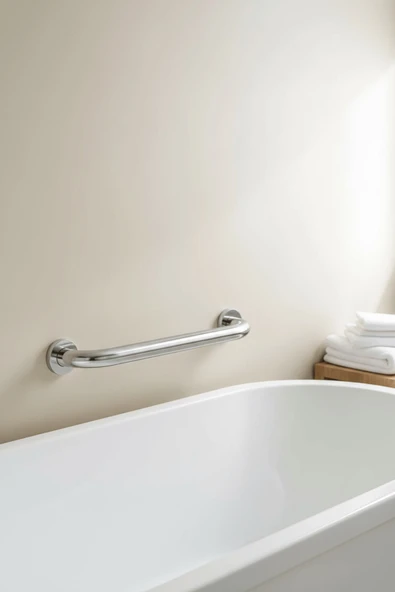 Yaşlı ve Engelli Tutunma Barı – Krom Kaplama 30 cm, Küvet ve Duş Tutamağı, Kaymaz Güvenlik Barı - Resim 2