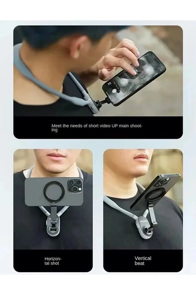 360 Derece Ayarlanabilir Boyun Askılı Manyetik Telefon Tutucu - Resim 5