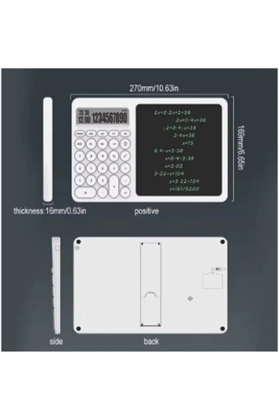 Çok Amaçlı Digital Hesap Makinesi Lcd Ekran Yazma Tableti Ofis Okul İçin Silinebilir El Yazısı Not Defteri - Resim 6