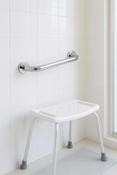 Yaşlı ve Engelli Tutunma Barı – Krom Kaplama 30 cm, Küvet ve Duş Tutamağı, Kaymaz Güvenlik Barı - Resim 5