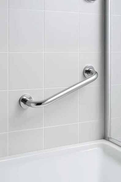 Yaşlı ve Engelli Tutunma Barı – Krom Kaplama 40 cm, Küvet ve Duş Tutamağı, Kaymaz Güvenlik Barı - Resim 4