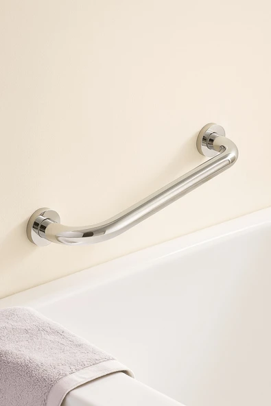 Yaşlı ve Engelli Tutunma Barı – Krom Kaplama 40 cm, Küvet ve Duş Tutamağı, Kaymaz Güvenlik Barı - Resim 2