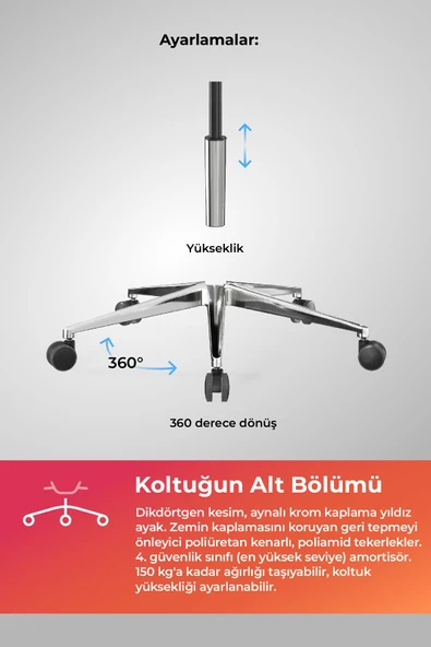 Metta Samurai Ergonomik Koltuk | Bel Destekli, Tekerlekli, Yükseklik Ayarlı, Yönetici Koltuğu - 23.3.5.61 - Resim 5