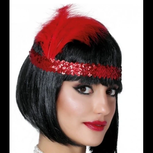 Kırmızı Renk Çarliston Saç Bandı ürün görseli 1