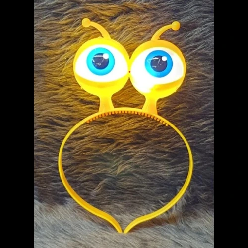 Led Işıklı & Pilli Uzaylı Göz Parti Tacı Sarı Renk - Resim 2