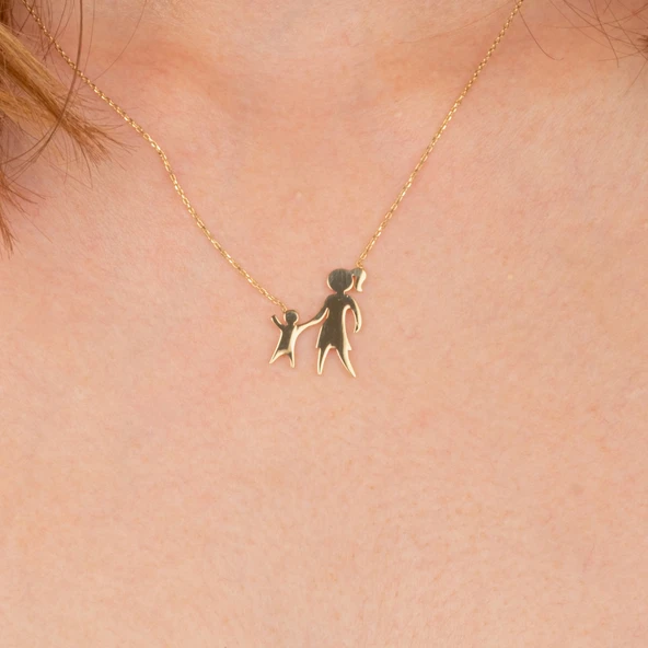 Gümüş Kolye - Anne Kız 925 Ayar Gümüş Kolye - 5