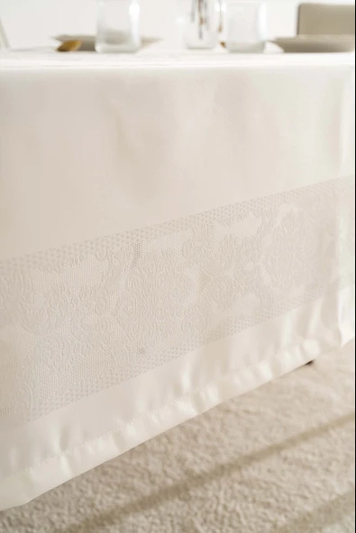 Jumbo Jakar Krem Sıvı İtici Leke Tutmaz Masa Örtüsü 160x220 cm - Resim 6