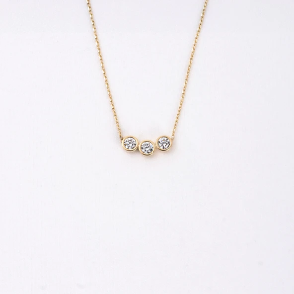 Gümüş Kolye - Tria Pırlanta Montürü Gümüş Kolye-Pırlanta Gümüş Kolye-Hediye Gümüş Kolye - 3